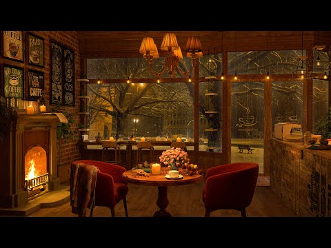 4K Cozy Coffee Shop ☕ Smooth Piano Jazz Music for Relaxing, Studying, Sleeping