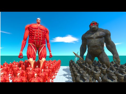 KING KONG team vs COLOSSAL TITAN team🔥💥  | ARBS - Animal Revolt Battle Simulator