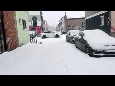 Snow fall in Bremen Germany
