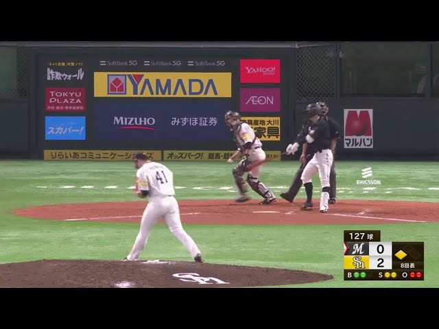 【8回表】最後はお化けフォーク!! ホークス・千賀が8回を無失点12奪三振の圧巻の投球を見せる!! 2020/10/28 H-M