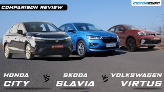 2023 Honda City vs Skoda Slavia vs VW Virtus - Kaunsi Sedan Kharide? | MotorBeam हिन्दी