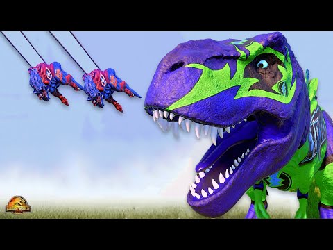 Joker Carnotaurus Vs Elektro T-REX, Spinosaurus - Jurassic World Evolution Dinosaurs Fight