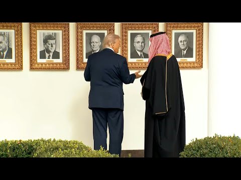 Trump and Saudi Crown Prince tour presidential portraits at White House | AFP