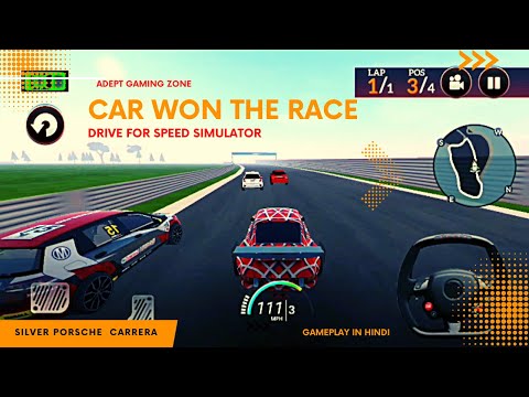 Silver Porsche Carrera GT Won the Race in Drive for speed simulator