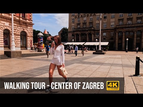 Caminhando pelo centro antigo de Zagreb, na Croácia - tour virtual em 4k