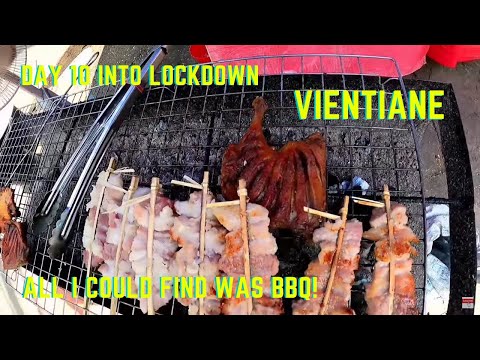 Day 10 Into LOCKDOWN | No Street Food Options Other Than BBQ 🍖🥓🍗 I'm Not Complaining  Vientiane,Laos