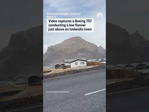 Video captures a Boeing 757 conducting a low flyover just above an Icelandic town