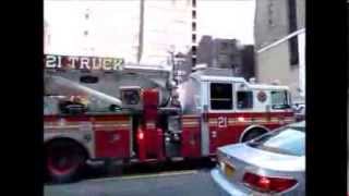 *ATTEMPTING* to respond CODE 3. New York City Fire engines  truck Times Square