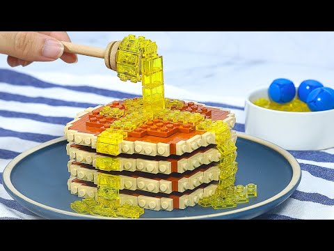 Lego Food In Real Life: EASY BANANA PANCAKES Recipe - Stop Motion Cooking ASMR Satisfying