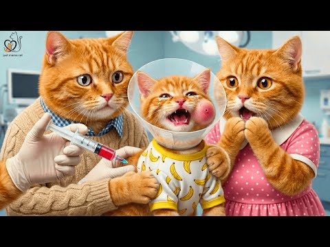 Ginger Kitten's Face SWELLED UP from a Bee Sting! 🐝Mama Cat and Papa Cat Panicked 😱