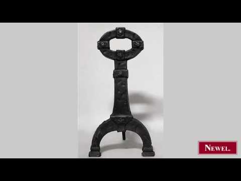 Antique Pair of English Renaissance style iron andirons