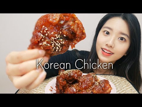 직접만든 양념치킨 리얼사운드 먹방(korean Chicken eating sounds)[한국어 ASMR]홈메이드,home made Chicken,치킨 이팅사운드,꿀꿀선아, Video