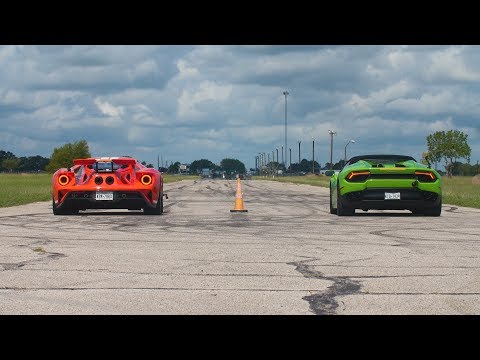 2018 Ford GT vs Lamborghini Huracan Drag Race