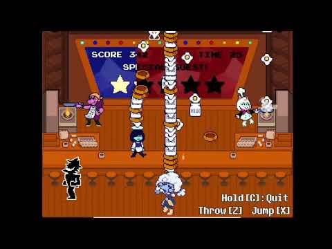 Feeding a REALLY tall stack to a customer (Deltarune Cooking Challenge minigame)