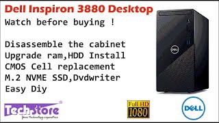 Desktop Dell Inspiron 3880 2021 : How to open the cabinet upgrade ram m.2 nvme ssd hdd dvdwriter