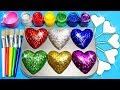 How To Make Frozen Paint with Glitter Rainbow Play Doh Hearts