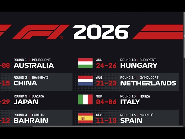 Vídeo relacionado con Calendario de escritorio para la temporada F1 2026 A5. Planificador práctico de la temporada de Fórmula 1 con gráficos de hipódromos, fechas de Gran Premio y sección de titulado, papel premium de 300