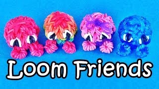 Rainbow Loom Charms: 3D Fuzzies /  "Loom Friends" Loom Bands Fun Crazy Loom How To Make
