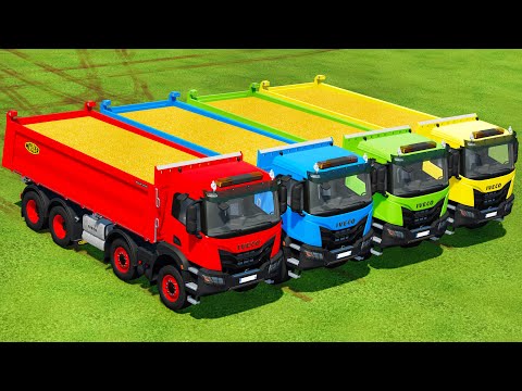 TRUCKS OF COLORS ! LOAD IVECO TRUCKS WITH CORN & PARKOUR JOBS - Farming Simulator 22