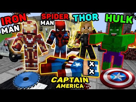 Minecraft - HULK vs THOR vs SPIDER MAN vs IRON MAN - WHO PUNISHED CAPTAIN AMERICA? Investigation!