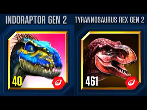 INDORAPTOR GEN 2 VS TYRANNOSAURUS REX GEN 2 | JURASSIC WORLD THE GAME