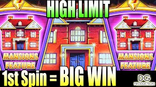 😱 OMG 1st Spin Bonus Big Win High Limit Huff N' More Puff Mansion Feature Bonus Casino Slot Vegas