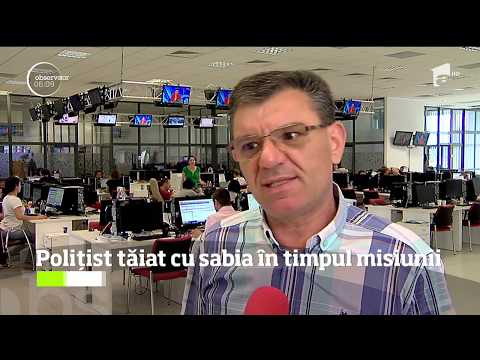 Un poliţist a fost rănit cu sabia de un tânăr care îşi ameninţa tatăl cu moartea