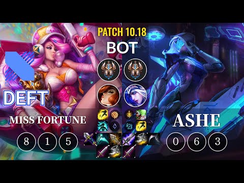 DRX Deft Miss Fortune vs Ashe Bot - KR Patch 10.18