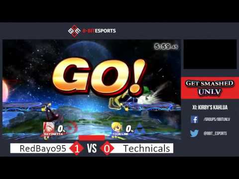 Get Smashed UNLV XI:Kirby's Kahlua: Redbayo95 (bayonetta) VS Technicals (Toon Link)