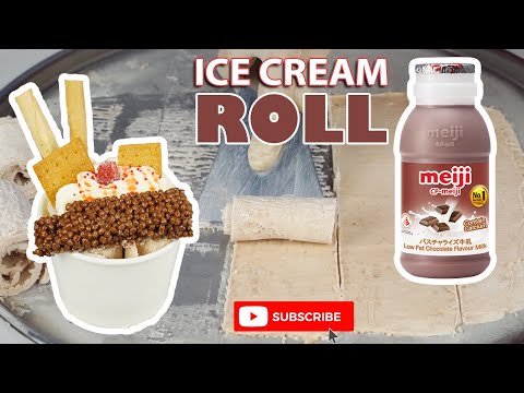 ASMR + JAPAN MEIJI LOW FAT CHOCOLATE MILK ICE CREAM ROLLS. DELICIOUS HARD TO RESIST ICE CREAM