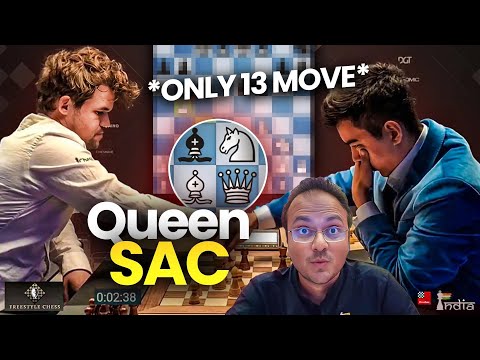 When Magnus Carlsen sacrifices his queen on move 13 | Carlsen vs Abdusattorov