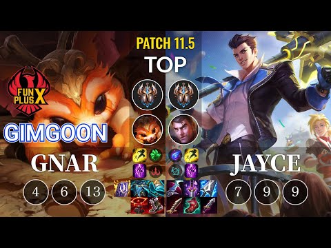 FPX GimGoon Gnar vs Jayce Top - KR Patch 11.5