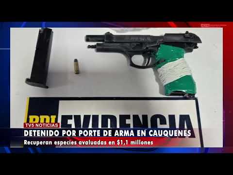 DETIENEN A SUJETO EN CAUQUENES POR PORTE DE ARMA Y RECEPTACIÓN