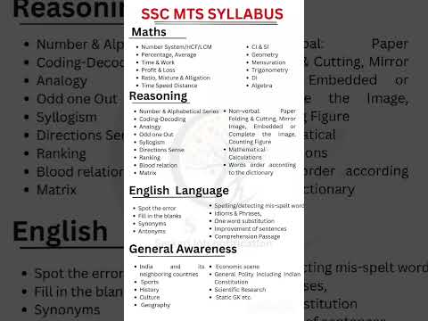 SSC MTS Syllabus 2025😊 | mts ka syllabus💯‼️#awadhojhasirmotivation #motivation #sscmts #education