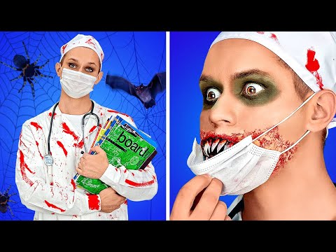 FUN SPOOKY HALLOWEEN COSTUMES IDEAS || DIY Scary Make up Hacks And Party Pranks By 123 GO! BOYS