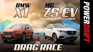 MG ZS EV vs BMW X1 | Drag Race | PowerDrift