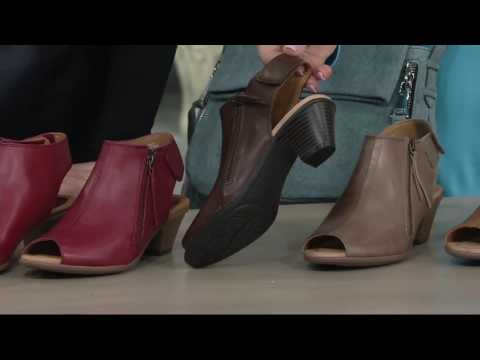 Earth Leather Peep-toe Booties - Kristy on QVC