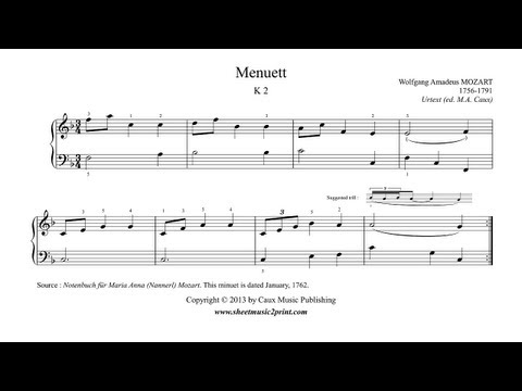 Mozart : Minuet in F Major, K 2