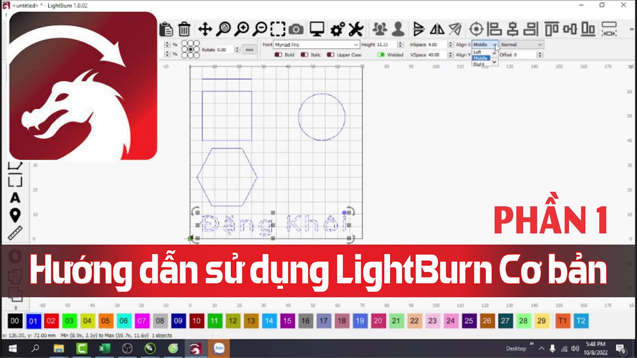 Hướng dẫn sử dụng LightBurn Cơ bản | Vẽ hình cơ bản