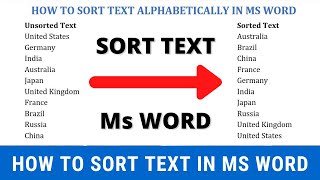 How to sort text alphabetically in Word | Arrange text in alphabetical order in Word