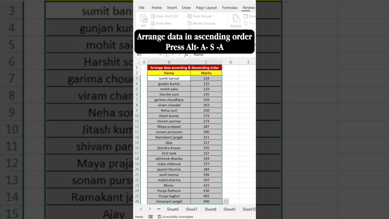 Arrange data ascending & descending order excel tricks to save your manual efforts   & follow