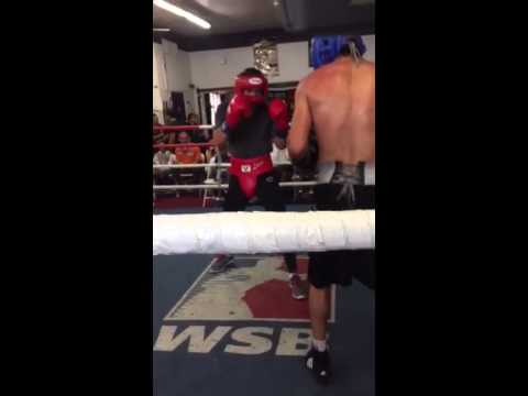 Miguel Vasquez sparring (in blue)