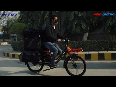 Orange and white bldc hero lectro cargo electric bicycle, ba...