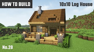 マイクラ建築：おしゃれでコンパクトなログハウスの作り方。10x10ブロックで簡単に。No.28【Minecraft】