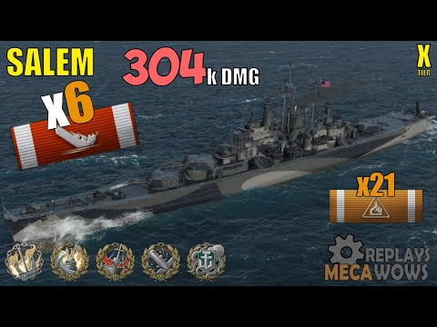 Cruiser Salem 6 Kills & 304k Damage | World of Warships Gameplay