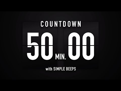 50 Minute Countdown Timer 🕙 Flip Clock with Simple Beeps 🔊🖤