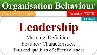 What is Leadership, Leadership qualities, leadership in organisational behaviour, leadership skills