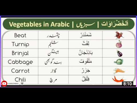 etables in Arabic Urdu and English for learning l by miss Shazia ishaque ........