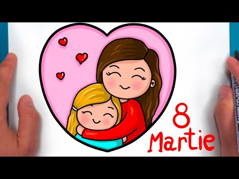 Deseneaza un DESEN de ZIUA MAMEI - 8 MARTIE - Pas cu Pas Usor 👩 HOW TO DRAW MOTHERS DAY Drawing Easy