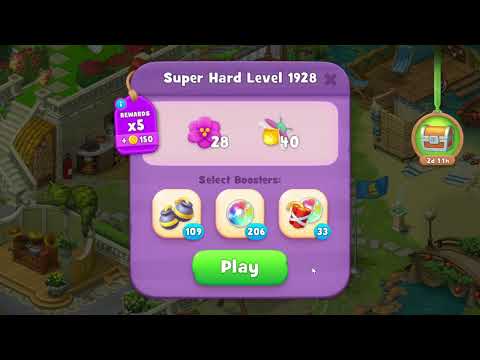Gardenscapes 1928 Super Hard Level - 17 moves - NO BooSTERS